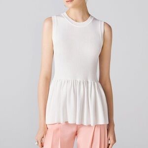 ADEAM Intermix “Twinkle” white sleeveless peplum sweater top XS S